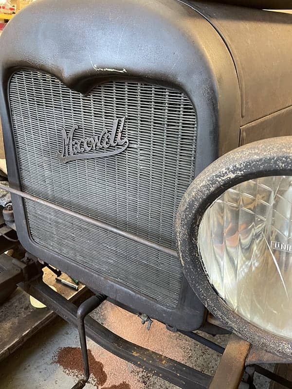 Maxwell logo on grill of old car